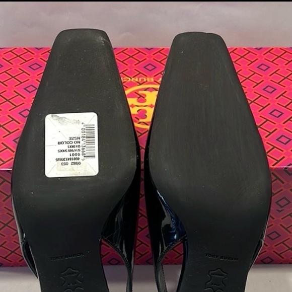 Tory Burch JESSA SLINGBACK HEEL in Perfect Black Patent Leather 8 NWT $378 - Picture 15 of 16
